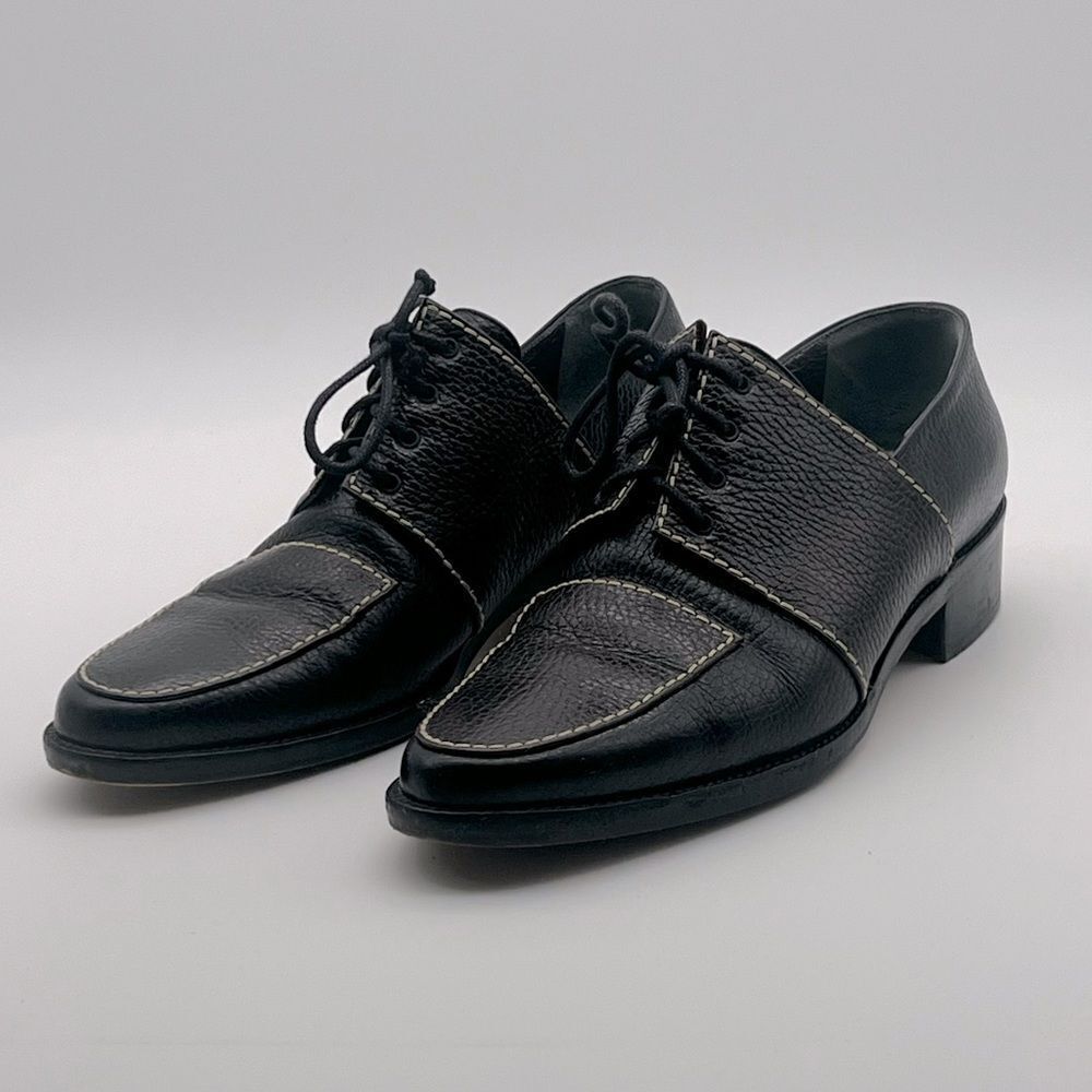 Walter Steiger Dark Brown with cream stitching Vintage Lace Up Loafers size 8 - Picture 11 of 11